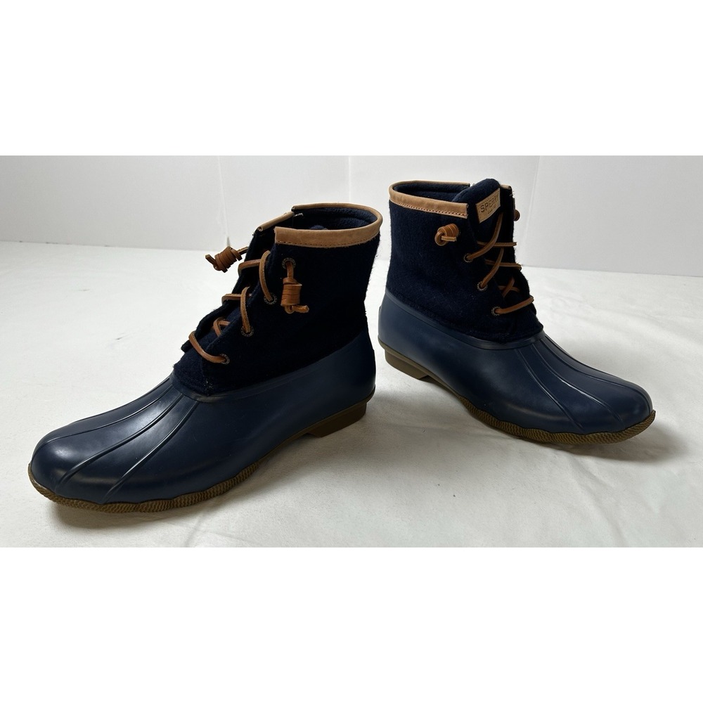 NWOT Sperry Women's Size 10 Saltwater Emboss Wool Rain Rubber Duck Boot Shell